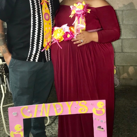 Burgundy Maxi Maternity Dress - Picture 2 of 4